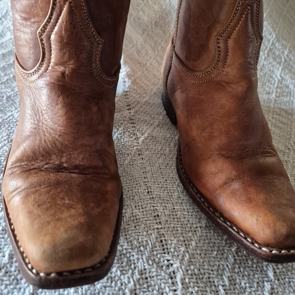 Classic Brown Caramel Leather Kids Cowboy Boots - Picture 9 of 12